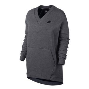 Nike Sportswear Tech Fleece Women's V-Neck Sweatshirt Grey/Black